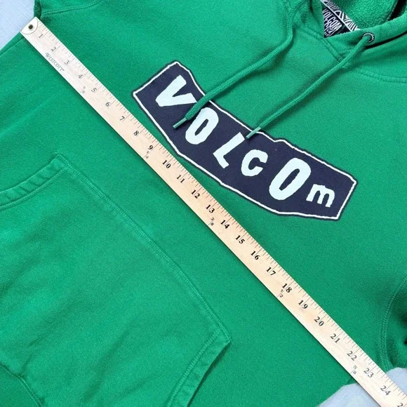 Vtg Y2K Volcom Mens Hoodie Sweatshirt Size Large L/G Green Graphic Pullover 00s